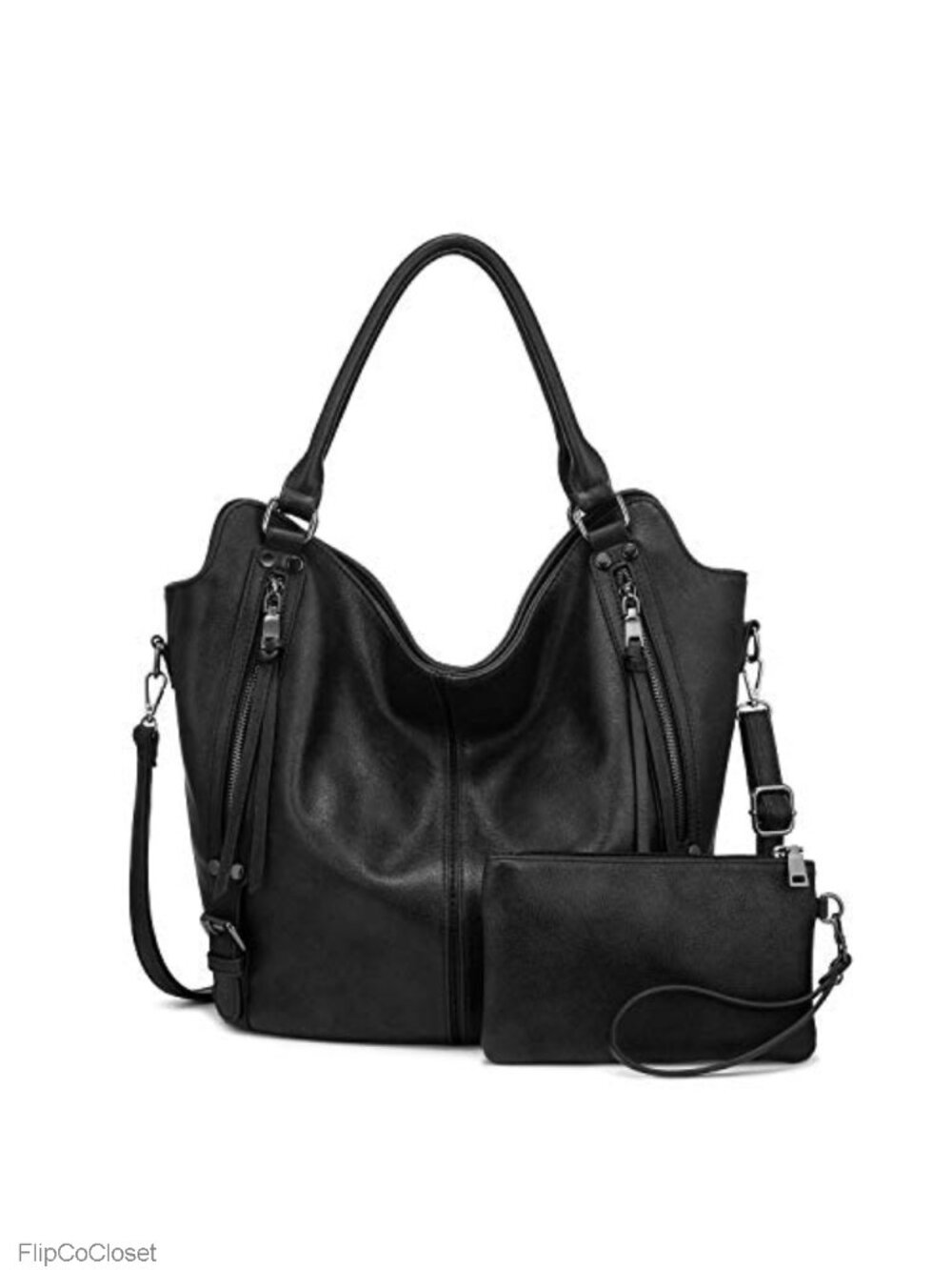 PU Leather Hobo Shoulder Bag Large Tote Handbag Adjustable Strap